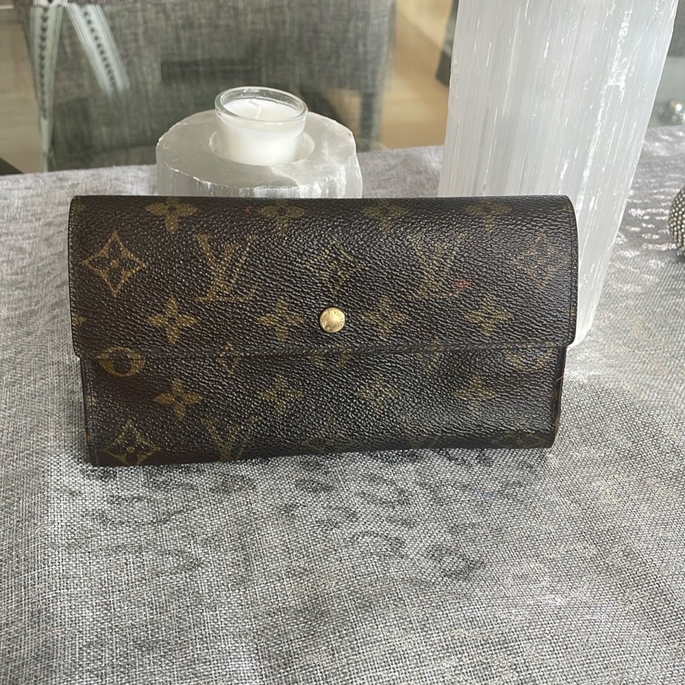 LV monogram long wallet.